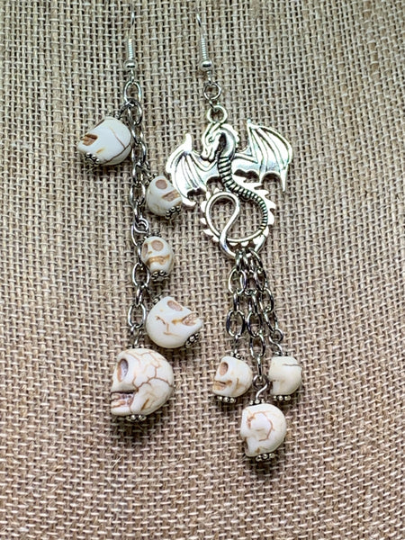 Large Dragon Earrings, Asymmetrical