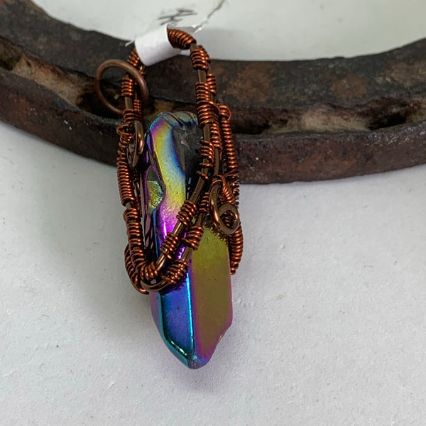 Woven Wire Quartz Point Pendant