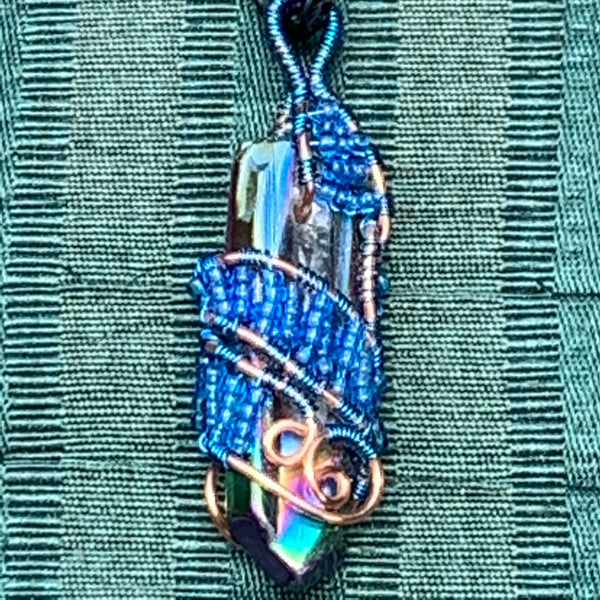 Woven Wire Quartz Point Pendant