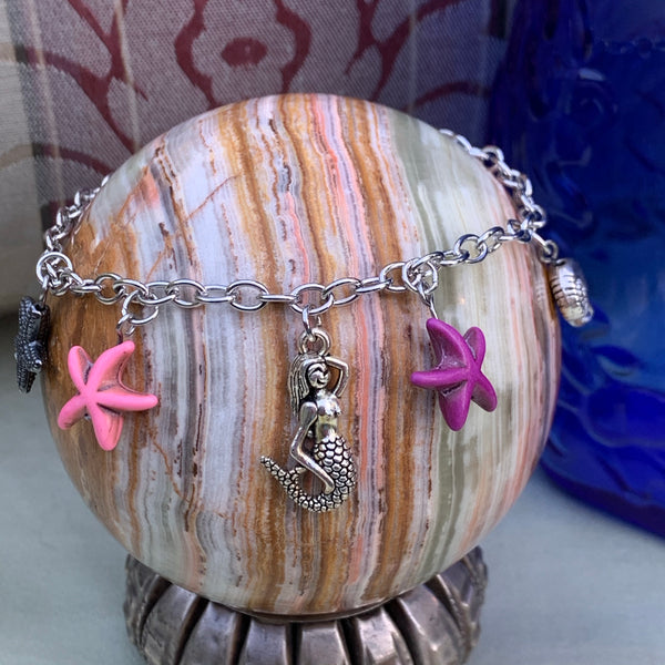 Mermaid  and Starfish Charm Bracelet