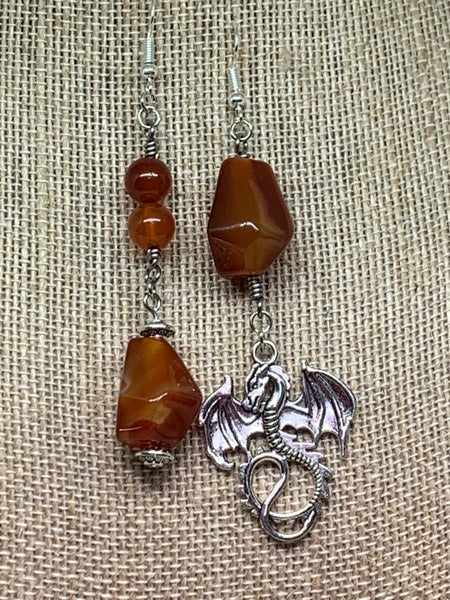 Large Dragon Earrings, Asymmetrical