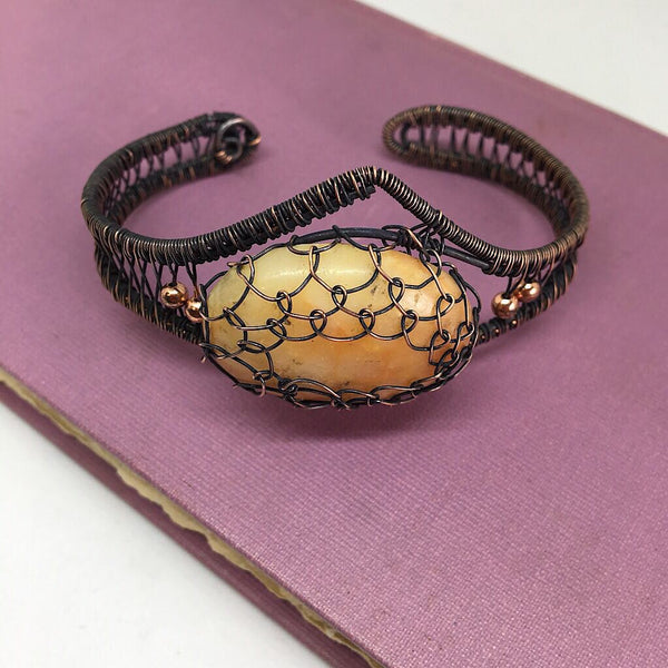Yellow Jade Cuff Bracelet