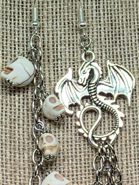 Large Dragon Earrings, Asymmetrical
