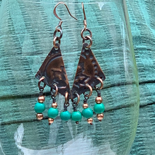Pressed Copper and Magnesite Earrings