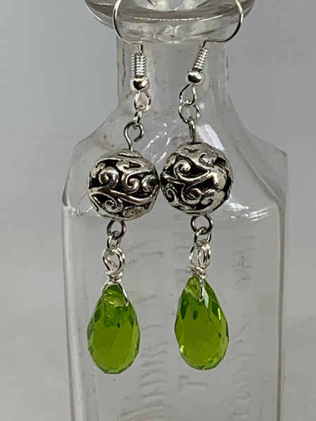 Crystal Teardrop with Filigree Bead Earrings