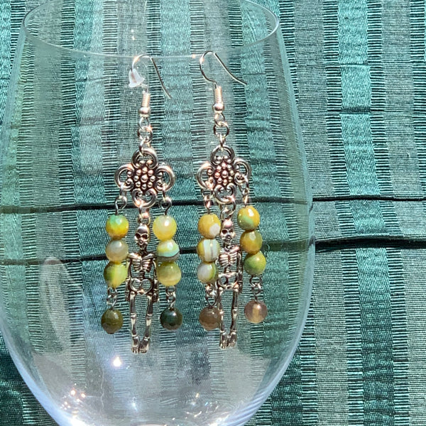Skeleton Earrings with Gemstones