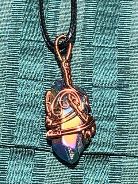 Woven Wire Quartz Point Pendant