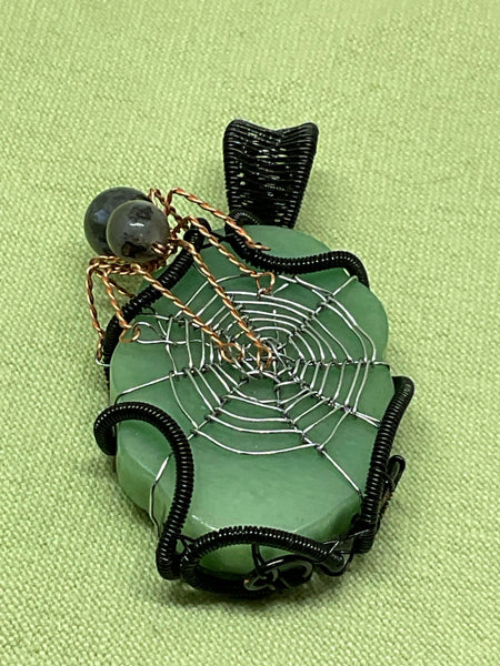Spider and Web on Marble Pendant