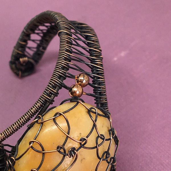 Yellow Jade Cuff Bracelet
