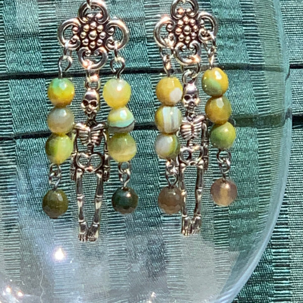 Skeleton Earrings with Gemstones
