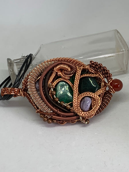 Malachite, Bloodstone Heady Pendant