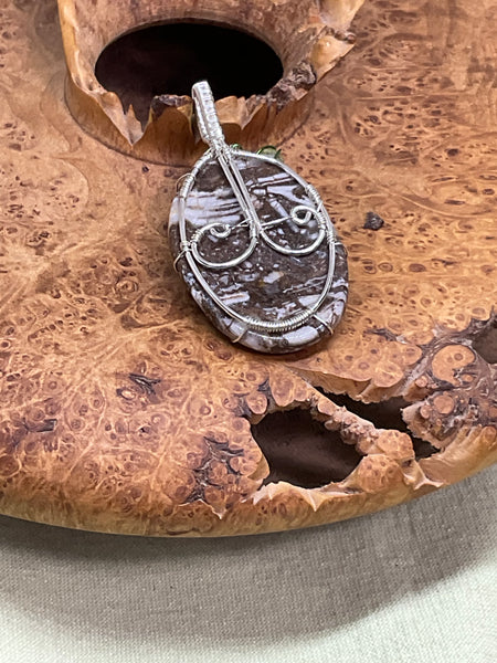 Jasperite Spider & Web Pendant