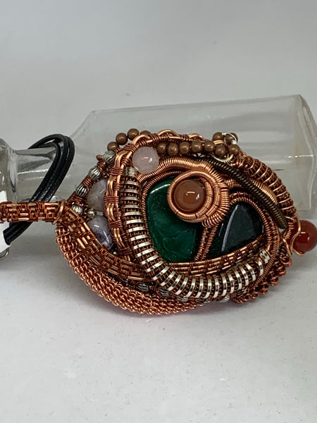 Malachite, Bloodstone Heady Pendant