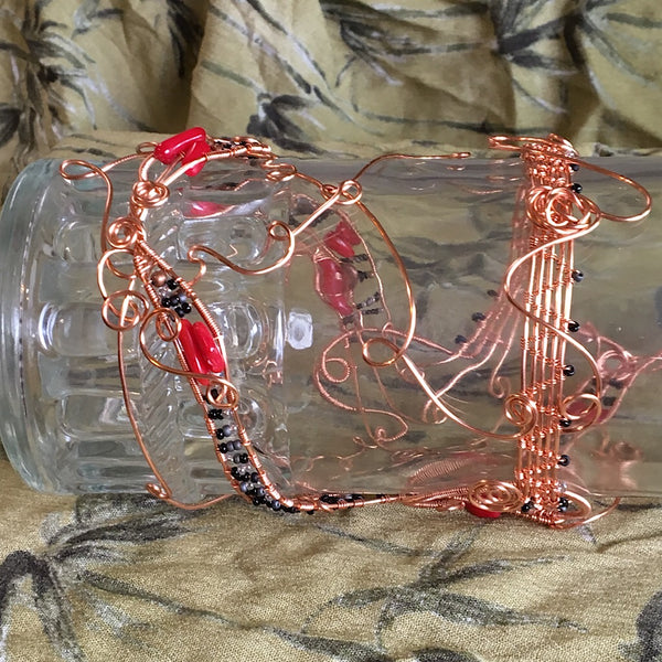 Coral in Woven Wire Decorative Bottle