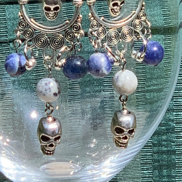 Sodalite and Skull Earrings