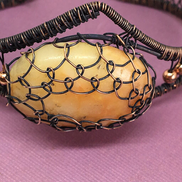 Yellow Jade Cuff Bracelet