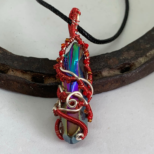 Woven Wire Quartz Point Pendant
