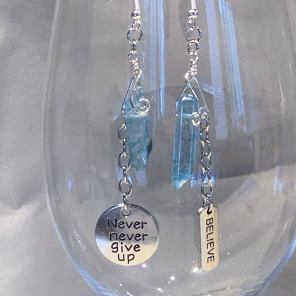 Never Never Give Up Asymmetrical Earrings
