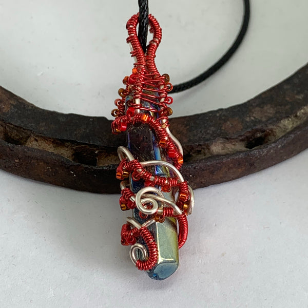 Woven Wire Quartz Point Pendant