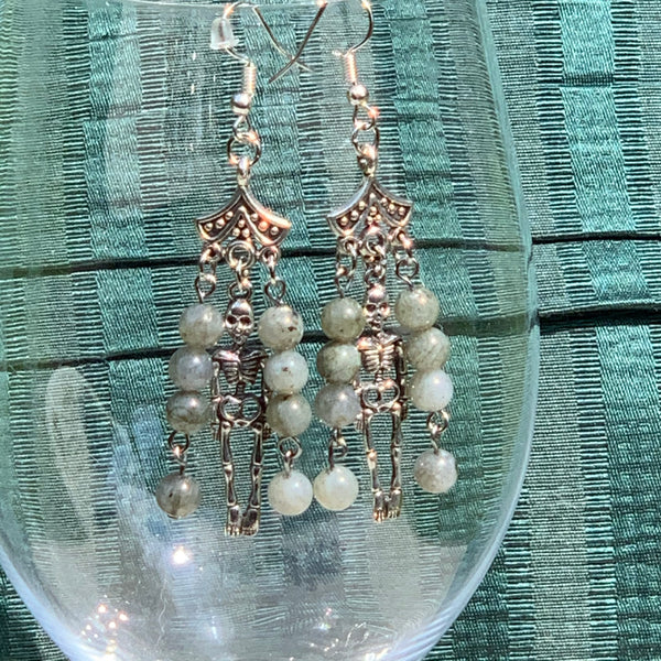 Skeleton Earrings with Gemstones