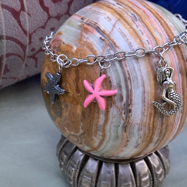 Mermaid  and Starfish Charm Bracelet