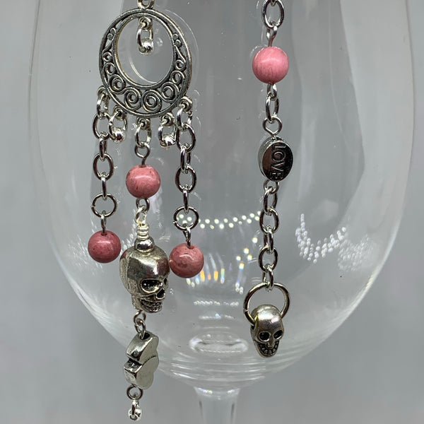 Skull and Hearts Asymmetrical Earrings