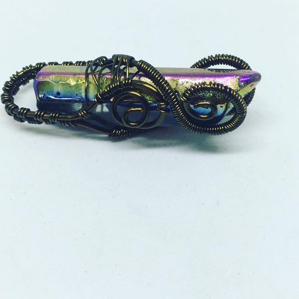Woven Wire Quartz Point Pendant
