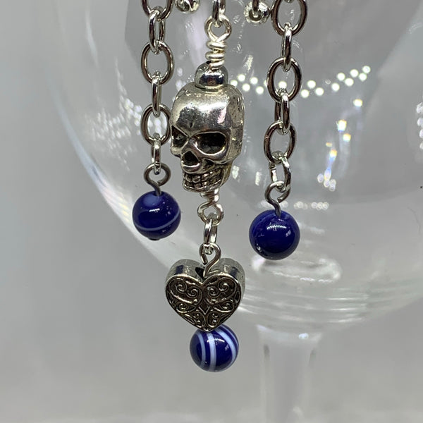 Skull and Hearts Asymmetrical Earrings