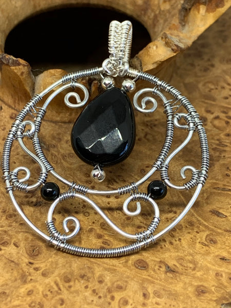 Crescent Moon with Black Onyx Pendant