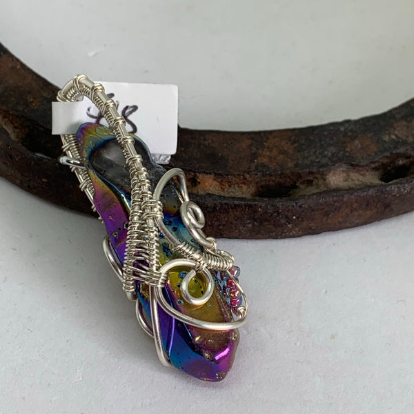 Woven Wire Quartz Point Pendant