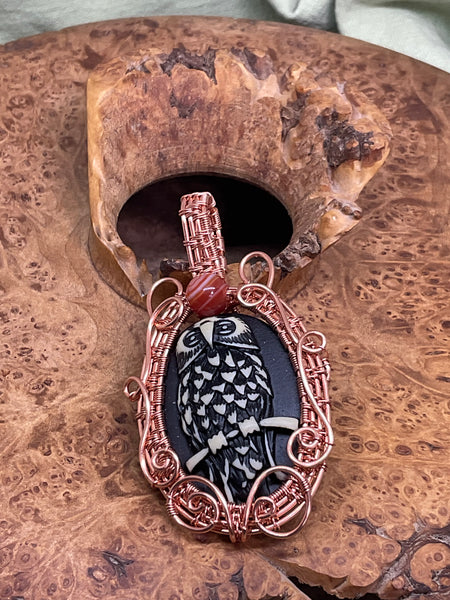 Owl Cameo Pendant