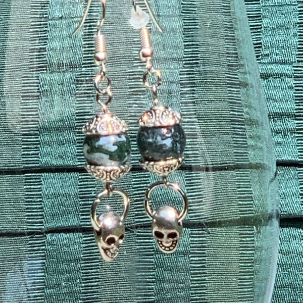Quartz & Skull Earrings