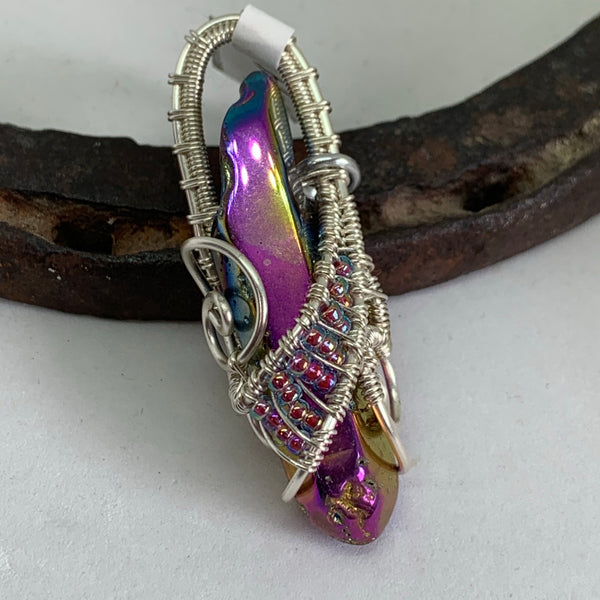 Woven Wire Quartz Point Pendant