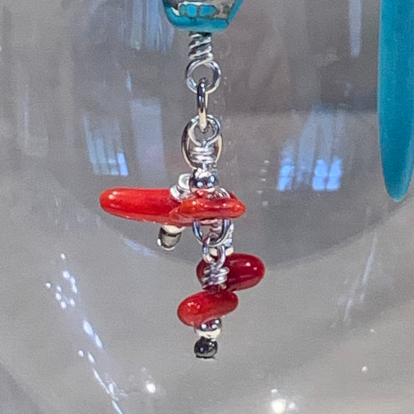 Turquoise Skull and Spike Asymmetrical Earrings