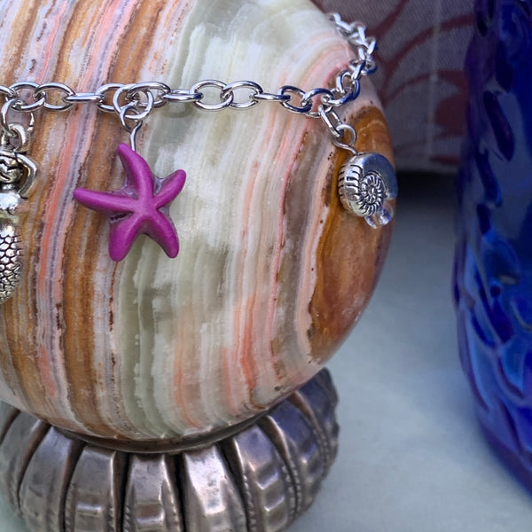 Mermaid  and Starfish Charm Bracelet