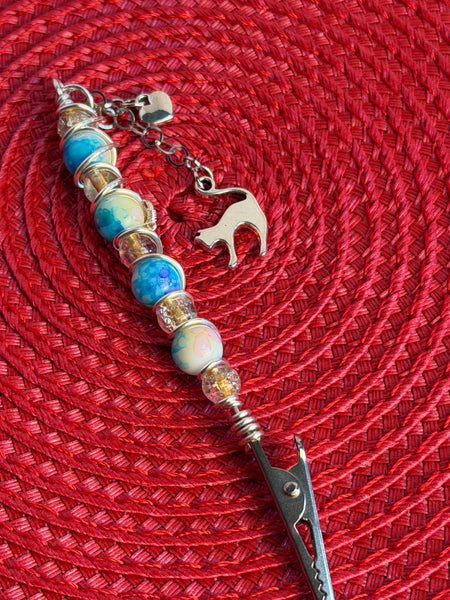 Silver Claws Glass Alligator Clip Pendant, bracelet buddy, roach clip