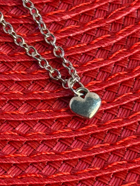 Silver Whisper Heart Necklace, Minimalist Heart Necklace, Heart Charm Necklace, Delicate Heart Gift for Her