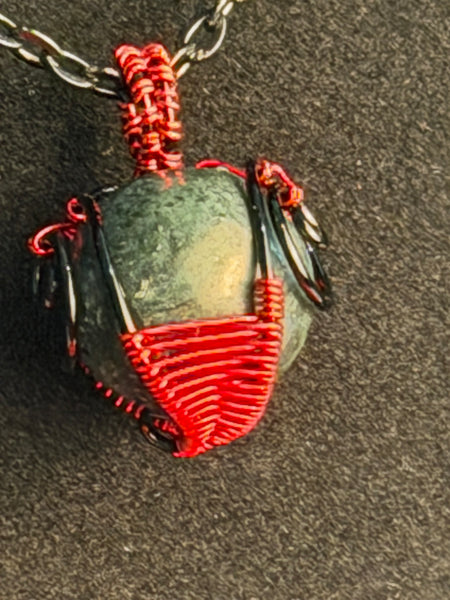 Woodland Mushroom Agate Necklace, Wire Wrapped Agate Mushroom Necklace
