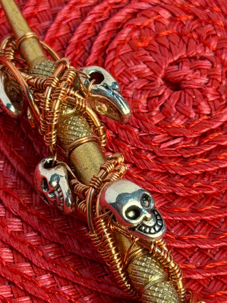 Silver Plated Skull Wrapped Manicure Tool, Cuticle Tool, Dab Tool