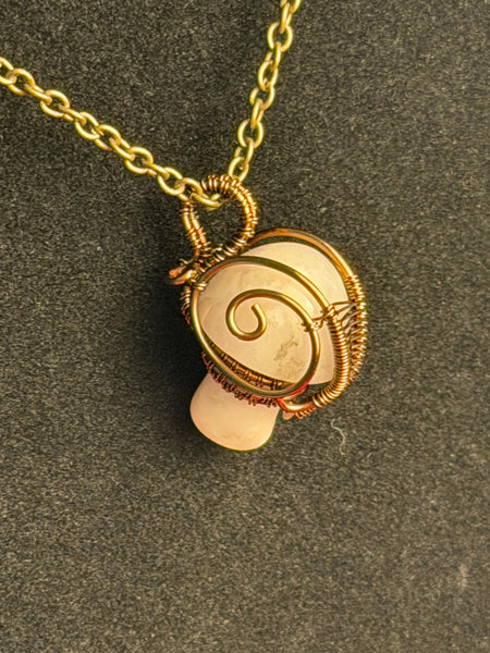 Woodland Mushroom Agate Necklace, Wire Wrapped Agate Mushroom Necklace