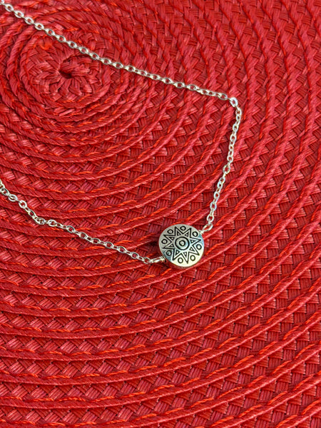 Silver Sun Disk Necklace, minimalist necklace