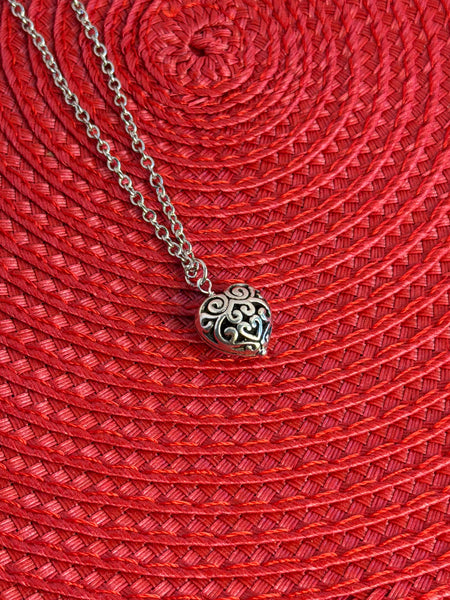 Whisper Heart Necklace, Minimalist Heart Necklace, Heart Charm Necklace, Delicate Heart Gift for Her
