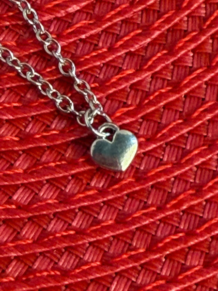 Silver Whisper Heart Necklace, Minimalist Heart Necklace, Heart Charm Necklace, Delicate Heart Gift for Her