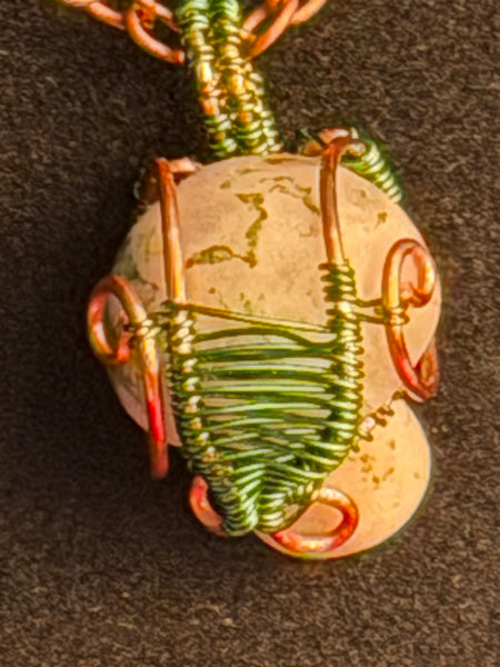 Woodland Mushroom Agate Necklace, Wire Wrapped Agate Mushroom Necklace