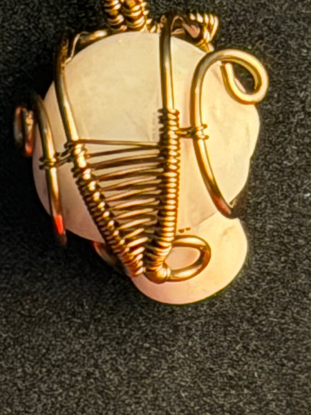 Golden Grove Calcite Mushroom Necklace, Calcite Mushroom Wire Wrapped Necklace