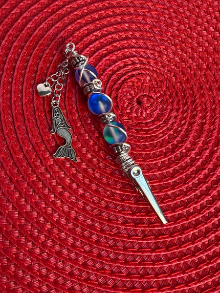 Sea Side Mermaid Alligator Clip Pendant, bracelet buddy, roach clip