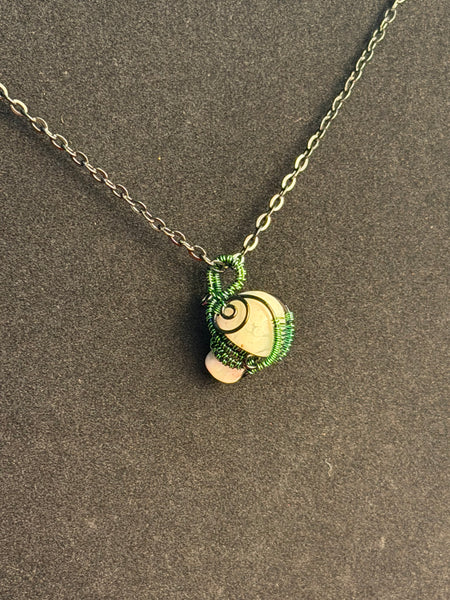 Woodland Mushroom Agate Necklace, Wire Wrapped Agate Mushroom Necklace
