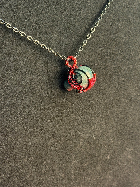 Woodland Mushroom Agate Necklace, Wire Wrapped Agate Mushroom Necklace