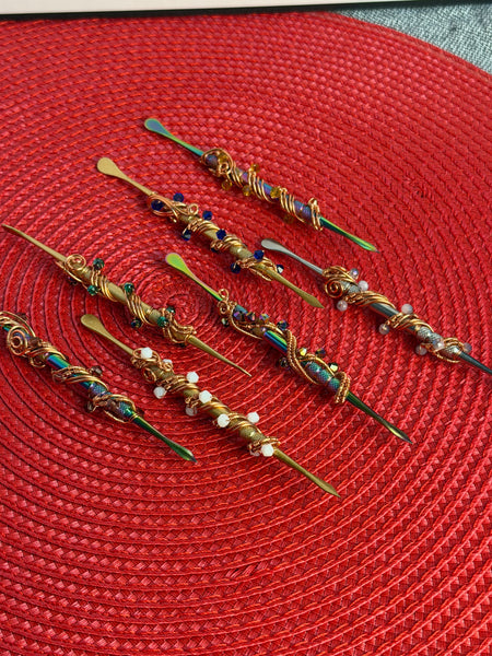 Crystal Wire Wrapped Manicure Tool, Cuticle Tool, Dab Tool