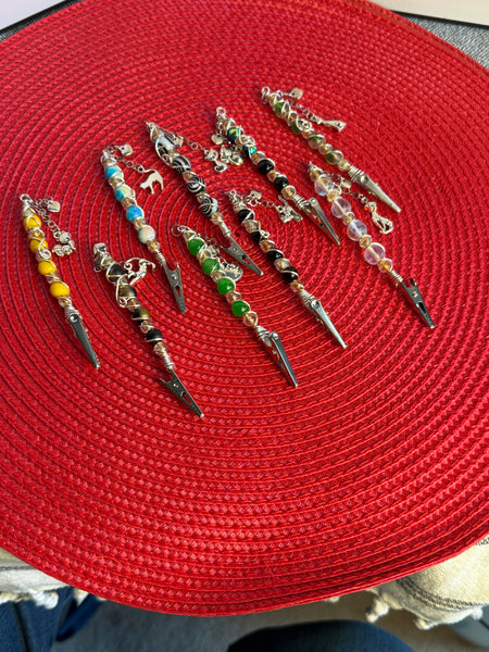 Silver Claws Glass Alligator Clip Pendant, bracelet buddy, roach clip